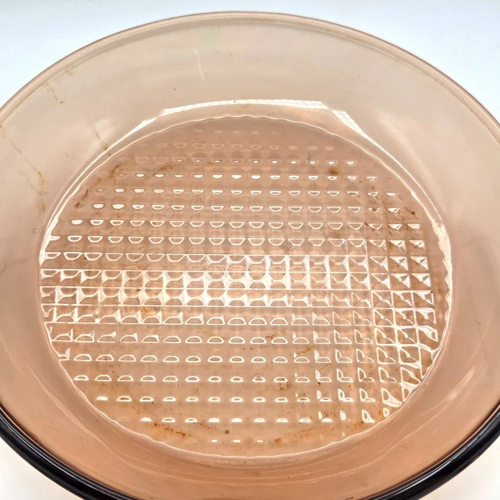 Vision Corning Ware Waffle Bottom 10.5 Inch Amber Glass Frying Pan Skillet